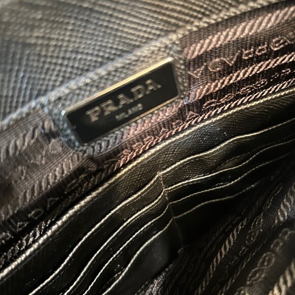 Prada Push Lock Portfolio Pouch in Saffiano Leather & Tessuto Nylon - Picture 9 of 12